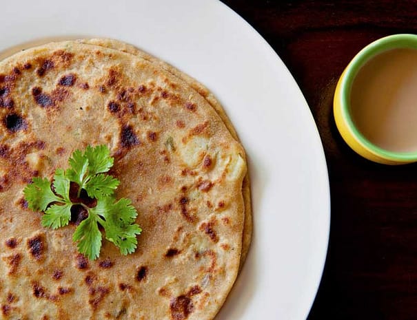 Varanasi Hostel Vegan Breakfast Aaloo Paratha