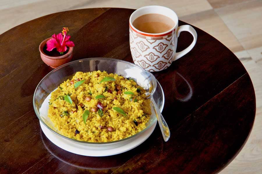 Varanasi Hostel Vegetarian Breakfast Poha