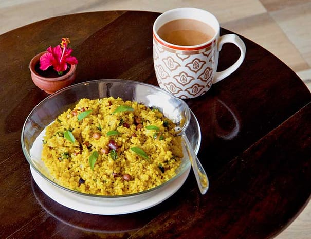 Varanasi Hostel Vegetarian Breakfast Poha